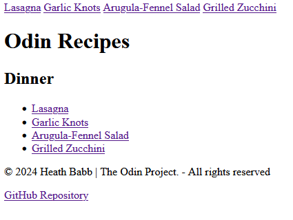 Odin Recipes Landing Page